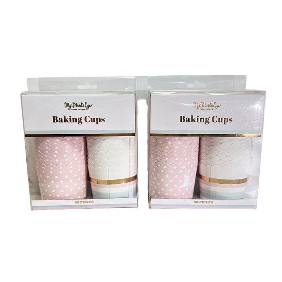NEW My Minds Eye Polka Dot and Stripes Baking Cups, Pink/ Gold/ Multi - 36 Count - Picture 4 of 4